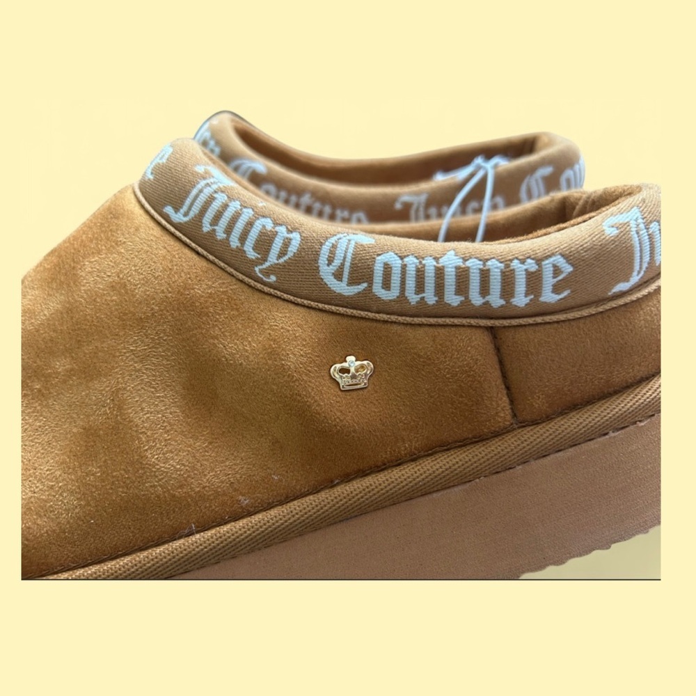 Juicy Couture Tan Velour Slip-On Slippers | Size 9 - NEW - Picture 2 of 5